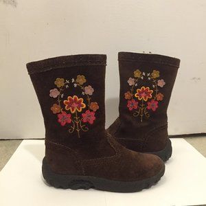 Girls Naturino embroidered floral brown boots